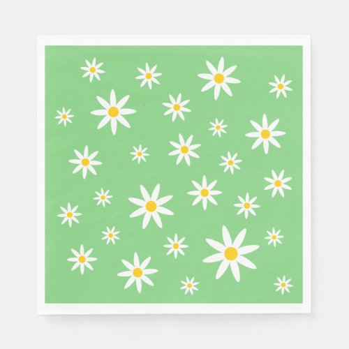 Green Daisy Paper Napkins