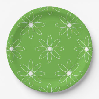 Green Daisy Paper Plate