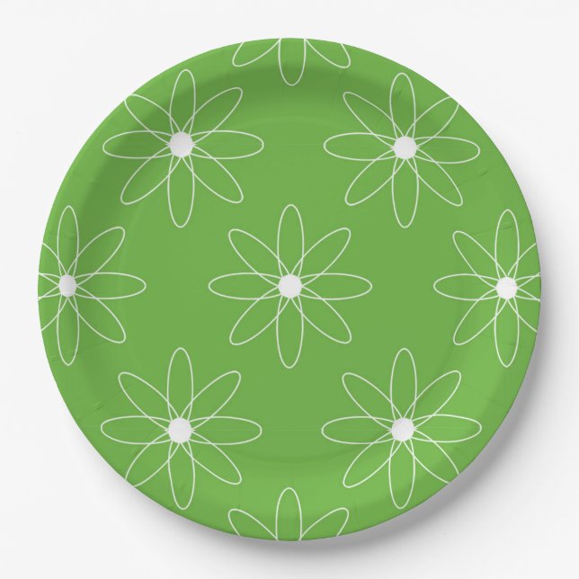 Green Daisy Paper Plate (Front)