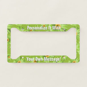 Green Daisy Pop Personalized License Plate Frame