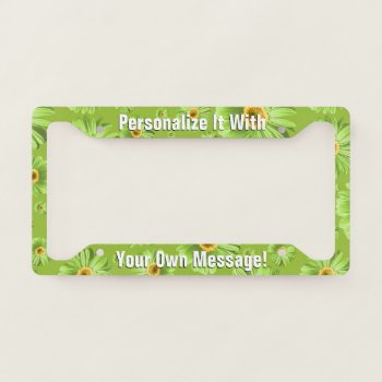 Green Daisy Pop Personalized License Plate Frame by trendyteeshirts at Zazzle