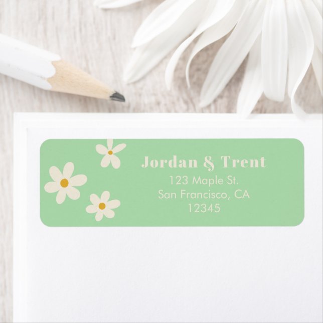 Green Daisy Return Address Label (Insitu)