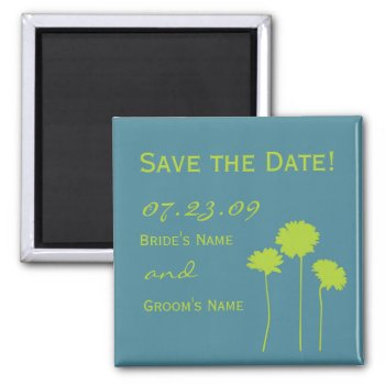 Green Daisy Save The Date Magnet by designaline at Zazzle