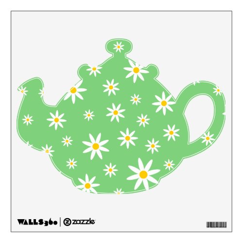 Green Daisy Teapot Wall Decal