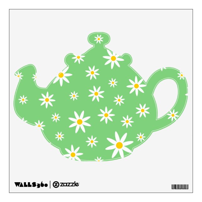 Green Daisy Teapot Wall Decal (Front)