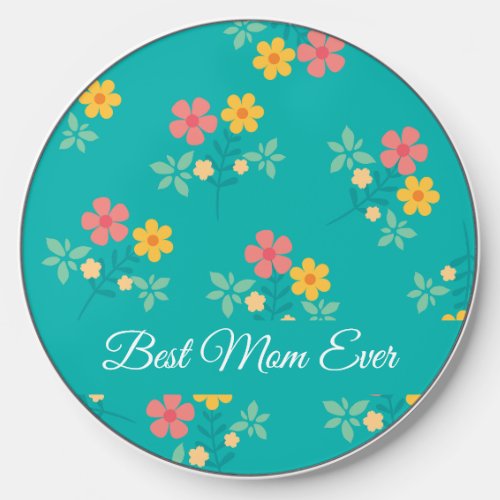 Green Daisy Vintage Bouquet Best Mom Ever  Wireless Charger