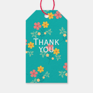Green Daisy Vintage Bouquet Pattern Thank You Gift Tags