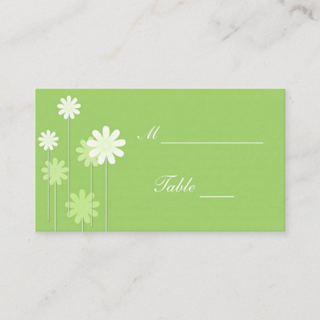 Green Daisy Wedding Place Card Holders (Front)