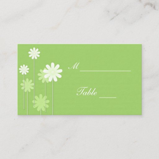 Customizable Green Daisy Wedding Place Card Holders Business Card