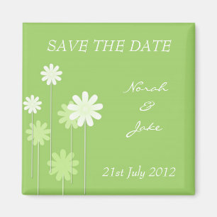 Green Daisy Wedding Save The Date Magnet