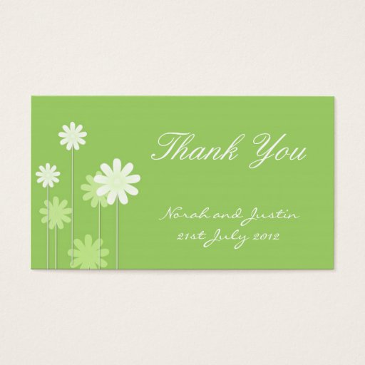 Customizable Green Daisy Wedding Thank You Card Business Cards