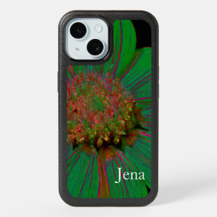 Green Daisy with Red Touches & Lines iPhone 15 Case