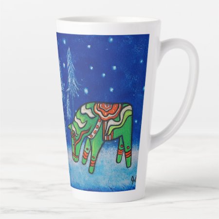 Green Dala Horse Whimsical Art Latte Mug