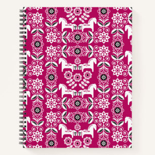Green Dala Swedish Horse Print Notebook
