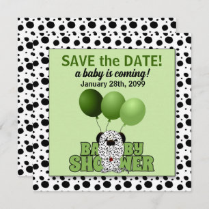 Green Dalmatian Gender Neutral Baby Shower Invitation