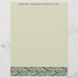 Green Damask Border Stationery Paper