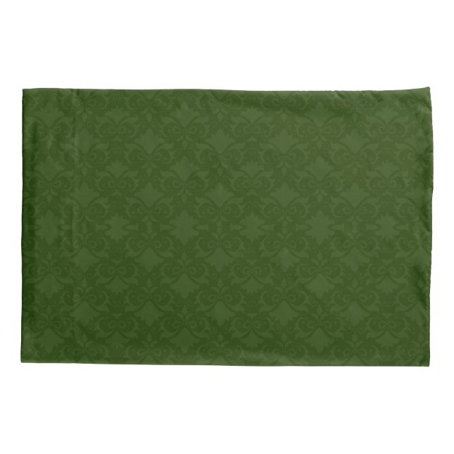 Green Damask Bows Reversible Pillow Case (Back)