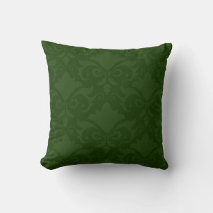 Green Damask Bows Reversible Throw Pillow