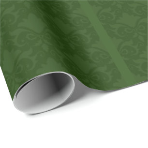 Green Damask Bows Wrapping Paper