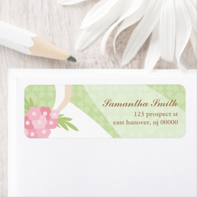 Green Damask Bridal Shower Label (Insitu)