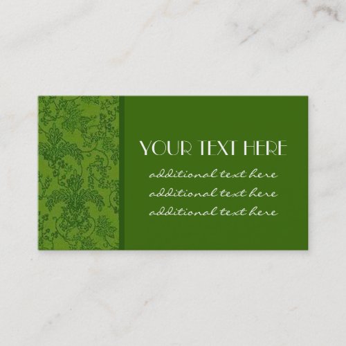 Green Damask Business Card Template