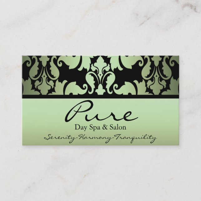 Green Damask Business Card (Front)