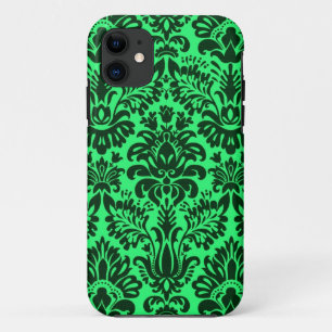 Green damask design iPhone 11 case
