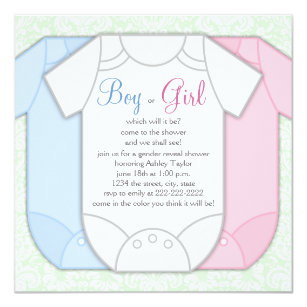 Green Gender Reveal Invitations | Zazzle