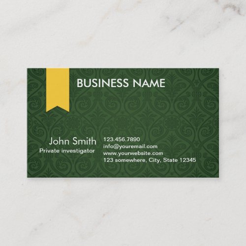 Green Damask Investigator Business Card