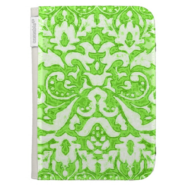 Green Damask Kindle Case (Front)