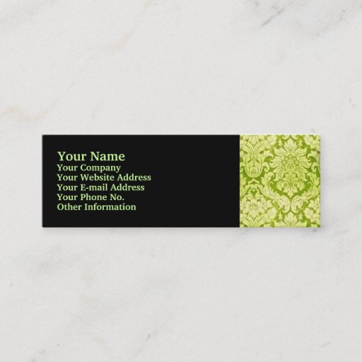 Customizable GREEN DAMASK BUSINESS CARDS