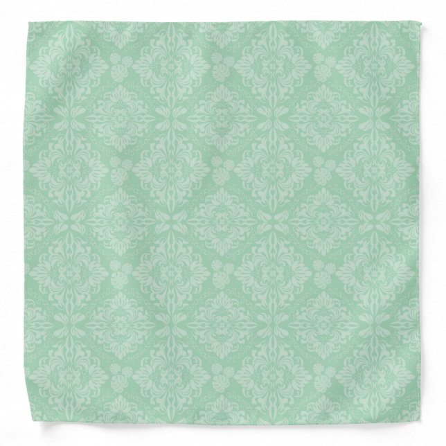 Green damask pattern bandana (Front)