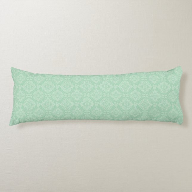 Green damask pattern body pillow (Front)