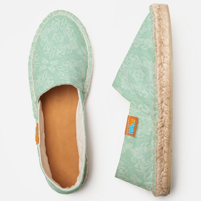 Green damask pattern espadrilles (Side)
