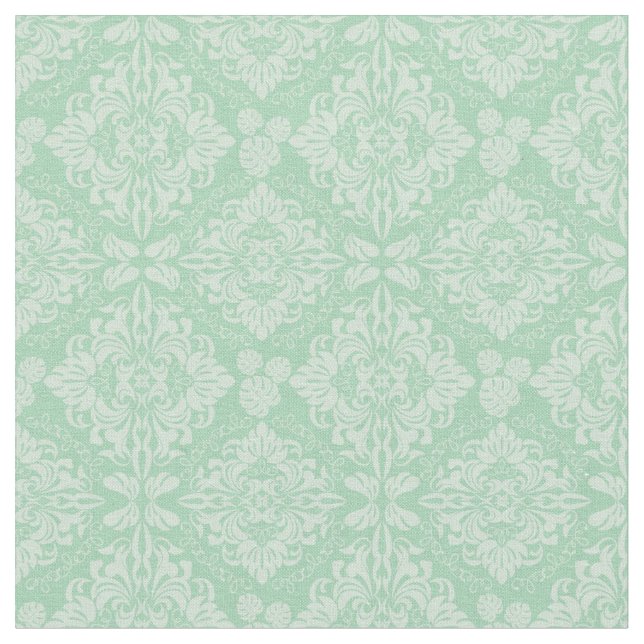 Green damask pattern fabric (Close Up)