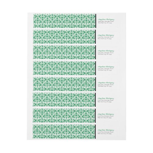 Green Damask Pattern Graduation Wrap Around Label