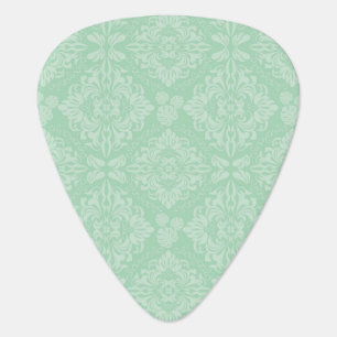 Green damask pattern guitar pick