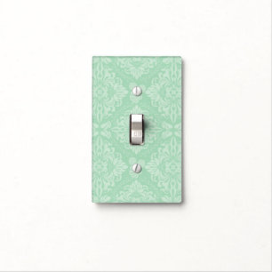 Green damask pattern light switch cover