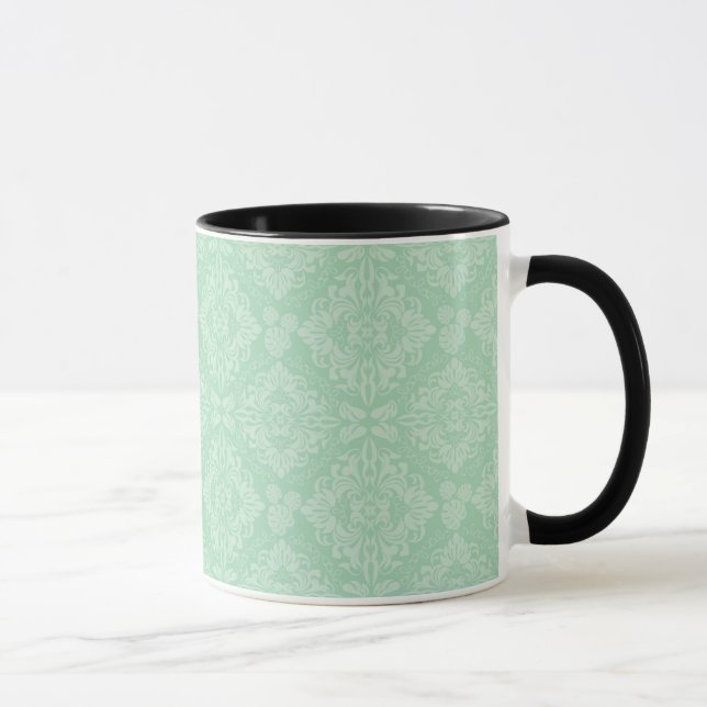 Green damask pattern mug (Right)