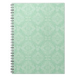 Green damask pattern notebook