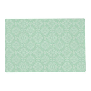 Green damask pattern placemat