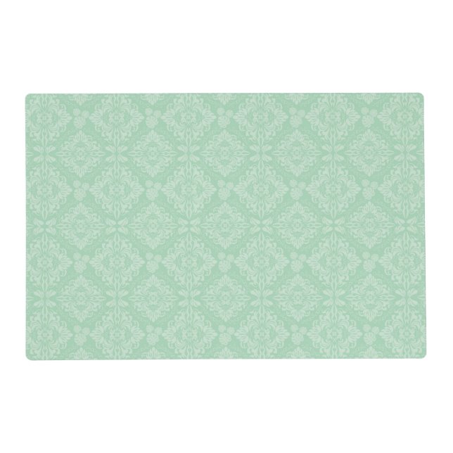 Green damask pattern placemat (Front)