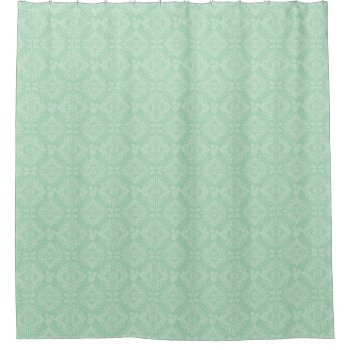 Green Damask Pattern Shower Curtain by trendzilla at Zazzle