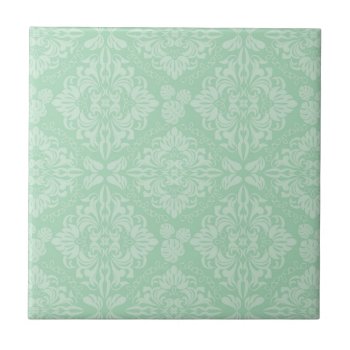 Green Damask Pattern Tile by trendzilla at Zazzle