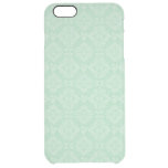 Green damask pattern clear iPhone 6 plus case