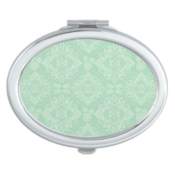 Green Damask Pattern Vanity Mirror by trendzilla at Zazzle