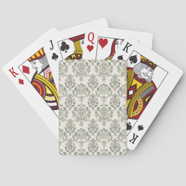 Green Damask Poker Cards (Back)