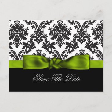 green damask Save the date Announcement Postcard