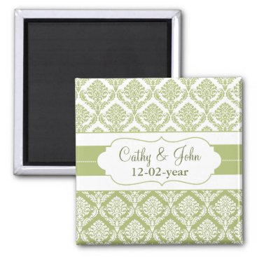 green damask Save the date magnet