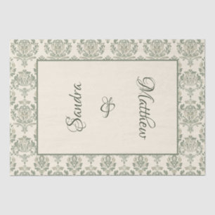 Green Damask Tissue Paper